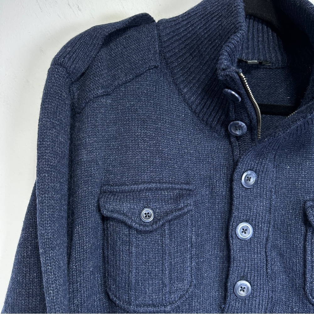 Unlisted by Kenneth Cole Wool Blend Sweater Men XL Mock Neck Pullover Navy - Picture 4 of 11